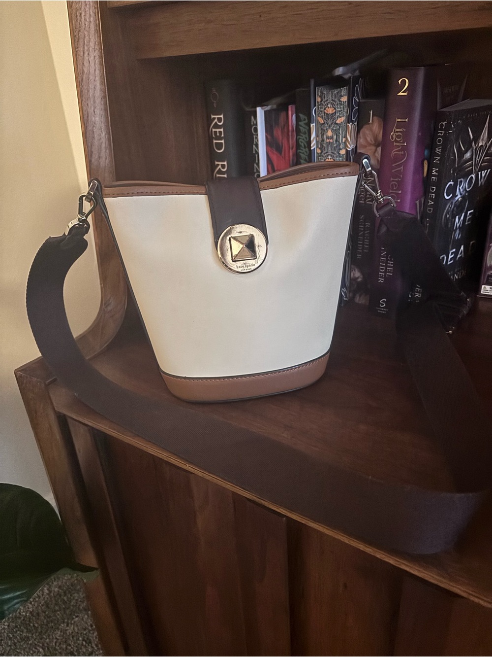 kate spade Audrey Mini Bucket Bag Ivory and Brown Colorblock